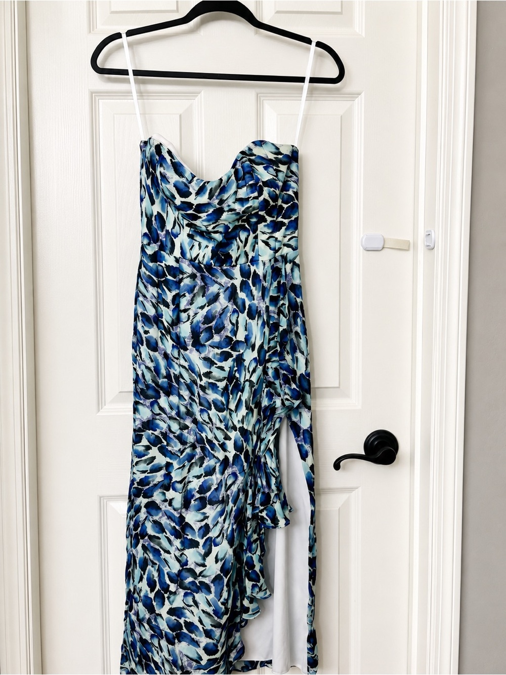 Katie May Sleeveless Blue Floral-Print Asymmetrical Dress S
